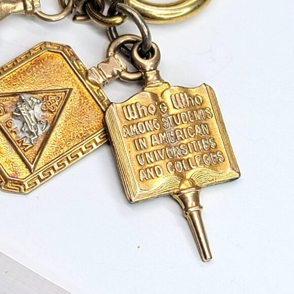 Vintage 10k Gold Fraternal and Ivanhoe Mining Charms Keychain Set 1942 CT32 - Picture 3 of 9